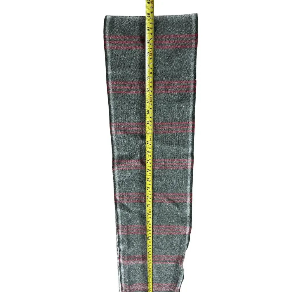 Faribault Woolen Mill Co. Scarf Mens One Size Gray Wool Striped Made USA Winter